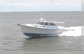 Custom Evans express cruiser running at speed