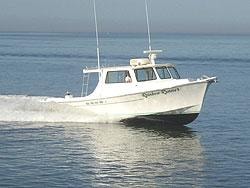 Smoker Queen — custom Evans sport fishing boat underway