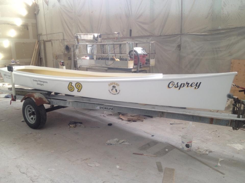 Osprey 69 — Sintes Fiberglass Designs flat-bottom skiff completed in Evans Boats shop