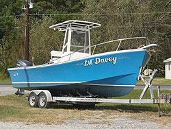 Lil Davey — blue center console on trailer